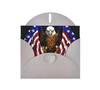 ChenGua USA Flag Patriotic Eagle Print Blank Note Card Set with Gray Envelopes, 4 x 6 in Pearl Paper Greeting Cards, for Thank You Wedding