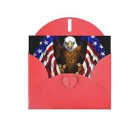 ChenGua USA Flag Patriotic Eagle Print Blank Note Card Set with Red Envelopes, 4 x 6 in Pearl Paper Greeting Cards, for Thank You Wedding
