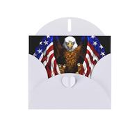 ChenGua USA Flag Patriotic Eagle Print Blank Note Card Set with White Envelopes, 4 x 6 in Pearl Paper Greeting Cards, for Thank You Wedding