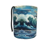 ChenGua Wave Sailboat Seagull Print Car Garbage Bin/Collapsible Car Trash Can Pop Up Trash Bag,for Vehicle Home Office