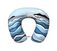 ChenGua Waves Lapping at The Rocks Print Memory Foam Travel Pillow – U-Shaped Neck Support Sleeping Pillow for Airplane, Car,Work
