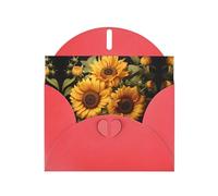 ChenGua with the yellow sunflower Print Blank Note Card Set with Red Envelopes, 4 x 6 in Pearl Paper Greeting Cards, for Thank You Wedding