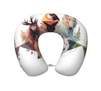 ChenGua Wolves and Reindeer Print Travel Neck Pillow, U-Shape Memory Foam Airplane Pillow, for Car&Home Office, Washable Cover