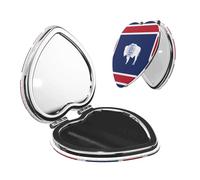 ChenGua Wyoming State Flag Makeup Mirror Portable Folding Mini Mirror Double Sided Travel Makeup Mirror Heart Shape Handheld Pocket Mirror