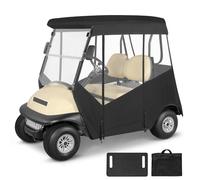 CHENGWEI Golf Cart Enclosure Rain Cover 2 Passenger for Club Car Precedent Tempo Onward,Roll Up Clear PVC Windows Club Car Enclosure,Durable Zippers Open Side Mirrors 2 Seater Driving Enclosure(Black)