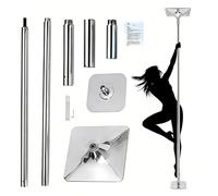 chengxiaorui 45mm Dancing Pole, 360° Rotating and Static Modes, Heavy-Duty Steel, Adjustable Height 9-12ft, Portable and Removable, 400 lbs Max Load for Home and Studio(12.5ft)