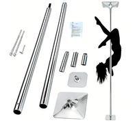 chengxiaorui Complete 45mm Dancing Pole Kit with Extendable Tube, Adjustable 9-12ft Height, Rotating Static Modes, 400 lbs Max Load, Heavy-Duty Steel for Home(11.5ft)