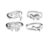 chengxun 4 Pcs Dinosaur Adjustable Ring for Women Girls Animal Open Ring Jewelry Friends Gift