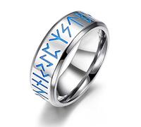 Chengxun Luminous Nordic Valknut Viking Rune Rings for Men Women Rotatable Band Norse Runes Fidget Ring for Anxiety Stainless Steel Mens Rings,Size 9 (Silver-JZ399)
