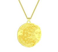 chengxun Yin Yang Sun and Moon Pendant Necklace for Women Men Stainless Steel Protection Guardian Medallion Occult Jewellery Talisman Amulets Gifts (220G)
