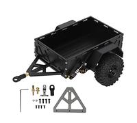 ChengyuWei Aluminum 1/18 RC Trailer with Towing HitchTRX4M for Hauling Behind Car, RC Crawler Trailer for TraxxasTRX4M 1/18 RC Car, Metal Hitch Mount Trailer (Black)