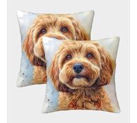 ChengzeTCo 3D Printed Cockapoo Throw Pillow Covers Square Throw Pillow Decorative Super Soft Pack of 2 for Sofa Couch Bed 45x45cm