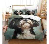 ChengzeTCo Shih Tzu Duvet Cover Sets 3 PCS Hotel Quality Quilt Cover Bedding Set Bed Covers with Pillowcases with Zipper Closure Ultra Soft Hypoallergenic Microfiber King(220x240cm)