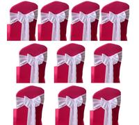 CHENGZI 10 PCS Party Decoration Satin Chair Sashes, Satin Bow Tie Soft Chair Sash Bow Ribbon for Wedding, Banquet, Birthday, Event Decoration (white)