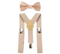 CHENGZI Adjustable Elastic Suspenders with Bowtie set for Boys & Girls by Kajeer (BEIGE)