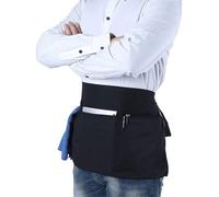 CHENGZI Chef Half Aprons Waitress Aprons Waiter Aprons with Pockets for Home Kitchen Restaurant Work (Black)