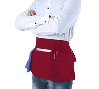 CHENGZI Chef Half Aprons Waitress Aprons Waiter Aprons with Pockets for Home Kitchen Restaurant Work (Red)