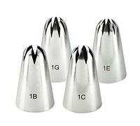 Chenhan Cake Piping Nozzles 4pcs Large Icing Piping Nozzles For Decorating Cake Baking Cookie Cupcake Piping Nozzle Stainless Steel Pastry Tips #1B#1C#1E#1G (Color : 4PCS)