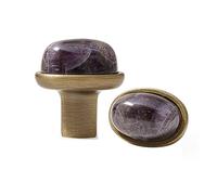 CHENHOJU Crystal Marble Oval Cabinet Knobs Titanium Silver Ideal for Dressers, Kitchen Cabinets, and Luxury Furniture Hardware Cabinet Pulls(Bronze-Purple)