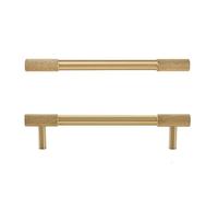 CHENHOJU Gold Knurled Brass Cabinet Pulls Single Hole or Double Hole Options Textured Gold Finish for a Premium Modern Look Cabinet Pulls(160mm)