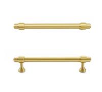 CHENHOJU Gold-Plated Brass Cabinet Pulls Double Hole Design, Multiple Lengths for Drawers and Wardrobes Elegant Gold Finish Cabinet Pulls(160mm)