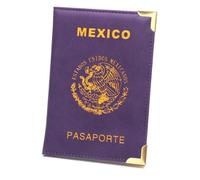 CHENHOJU Mexican Passport Holder Gold Metal Copper Corner Ticket Holder Leather Simple Thin Portable Passport Set for Men & Women Passport Covers(Lila)