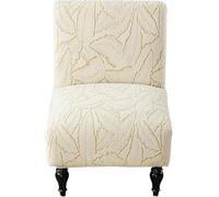 Chenille Armless Accent Chair Cover Set of 2 1, Stretch Armless Chair Slipcover Washable Slipper Chair Furniture Protector with Elastic Bottom (Beige,1 Pack)