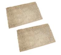 Chenille Bath Mat, Extra Soft Fluffy Non Slip Bathroom Mat, Anti Mould Super Absorbent Bath Mats for Floor Tub, Washable Bath Shower Rug (Khaki,80x50cm 2pc)