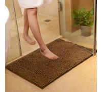 Chenille Bath Mat, Thick Plush Microfiber Bathroom Rug with Non-Slip Backing, Super Absorbent Machine Washable Foot Mats for Shower Tub Kitchen (Dark Coffee,60x40cm)