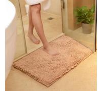 Chenille Bath Mat, Thick Plush Microfiber Bathroom Rug with Non-Slip Backing, Super Absorbent Machine Washable Foot Mats for Shower Tub Kitchen (Khaki,90x60cm)
