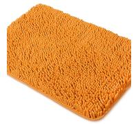 Chenille Bathroom Rug, Non-Slip, Thick, Plush Bath Mat, Absorbent, Washable, Bath Rugs for Bathroom, Shower, Sink, Rug (Orange, 24x36 inches)