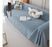 Chenille Blanket Herringbone Tassel Sofa Cover, Four Seasons Non-slip One-piece Sofa Cover L Shape, New Anti-scratch Fuzzy Sofa Protector for Living Room (Color #8,180 * 420cm)