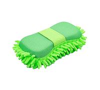 Chenille Car Wash Sponge with Hand Strap, Chenille Wash Mitt, Microfiber Sponge Car Wash Glove for Car & Household Cleaning, Scratch Free, Lint Free, 22x11x6cm (Green)