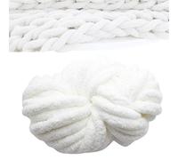 Chenille Chunky Yarn for Crocheting and Knitting, Soft Bulky F-Luffy Jumbo Giant Chenille Baby Blanket Yarn DIYs Weaving Craft, 300g, White