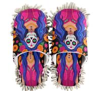 Chenille Cleaning House Slippers La Catrina Dia De Los Muertos Mexican Day