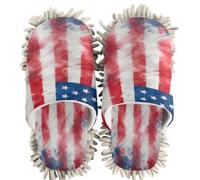 Chenille Cleaning House Slippers Tie Dye Usa Flag Red White Blue Stripes | Washable Floor Mopping Slippers for Kitchen Bedroom
