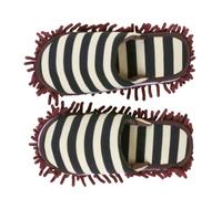 Chenille Cleaning Slippers Cover, Small Coffee Stripe, Wear Resistant | Cotton Cloth and Chenille Fiber, Slippers Shape, for Car Window Mopping and Home Cleaning