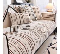 Chenille Corner Sofa Cover Couch Cover Anti-slip Soft Thick Textured Sofa Slipcovers with Tassel, Washable Furniture Protector Universal Fit All-Season-Brown||70 * 120cm