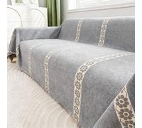 Chenille Couch Cover, Fun Pattern Sofa Slipcovers With Tassel, Anti-Scratch, Washable, All-season Furniture Protector, for 1 2 3 4 Seater Sofas B 180 * 340cm