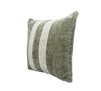 Chenille Cushion Covers 45x45 cm - Decorative Throw Cushion Covers - Soft Textured Woven Fabric - Stylish Accent for Couch, Sofa, or Bed - Green & Cream Stripes (1)