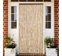 Chenille Door Insect Curtain 90x220 cm Beige Polypropylene Strands Hooks. Quiet