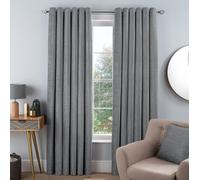Sleepdown Luxury Chenille Eyelet Lined Curtains for Bedroom and Living Room 2x 46" x 54", 5056242840145 Silver 2 Panels