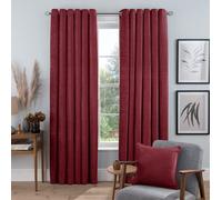 Sleepdown Luxury Chenille Eyelet Lined Curtains for Bedroom and Living Room 2x 46" x 54", 5056242840411 Red 2 Panels