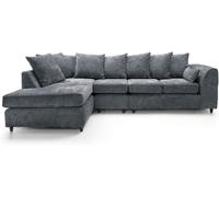 Chenille Fabric 5 seater Left Hand Facing Corner Sofa Furniture 786 Grey One Size