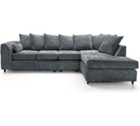 Chenille Fabric 5 seater Right Hand Facing Corner Sofa Furniture 786 Grey One Size