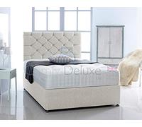 Chenille Fabric Divan Bed with Memory Foam Spring Mattress and Headboard (Cream, 5FT - 4 Drawer)