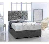 Chenille Fabric Ottoman Side Lift Bed Base and 1000 Pocket Memory Mattress by Comfy Deluxe LTD (Grey, 4FT Small Double)