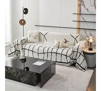 Chenille Grand Plaid & Couvre-lit Lavable Jeté de Canapé avec Franges Délicates Protege Canape 180x280cm - Couverture Canapé Noir Douce & Élégante