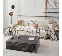 Chenille Grand Plaid et Couvre-lit Lavable Jete de Canape avec Franges Délicates Couverture Canapé d'Angle 180x300cm - Protège Canape en Curry Décor Élégant pour Salon