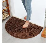 Chenille Half Round Rug - 40X60cm,Anti-Skid Shaggy Area Rug For Dining Room, Home Carpet Floor Mat, Fashion Design,Absorbent Mat (Coffee)